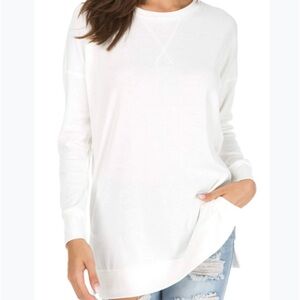 Pink Laura long sleeve side slit loose top